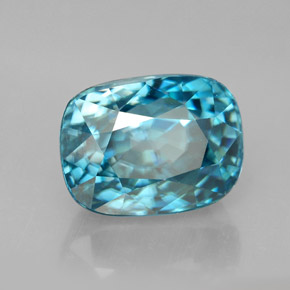 Circón azul natural de 7,57 ct, corte cojín, VVS
