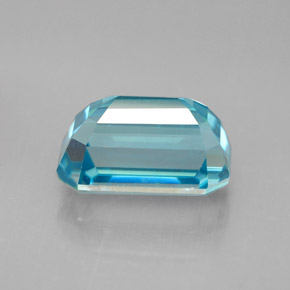 Circón azul natural de 6,46 ct, corte esmeralda, VVS