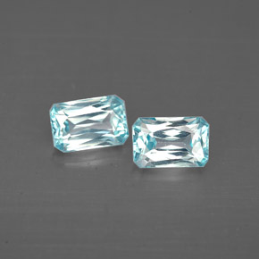 Gemas de circón azul natural de  ct, corte esmeralda, VVS-VS