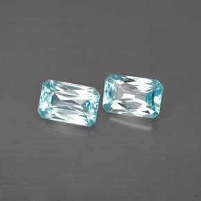 Gemas de circón azul natural de  ct, corte esmeralda, VVS-VS