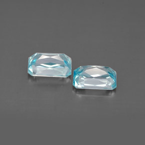 Gemas de circón azul natural de  ct, corte esmeralda, VVS-VS