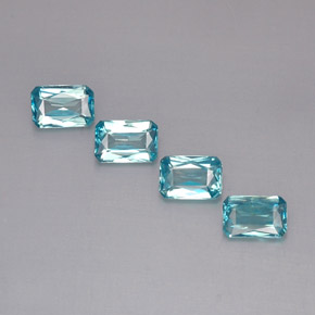 Gemas de circón azul natural de  ct, corte esmeralda, VS