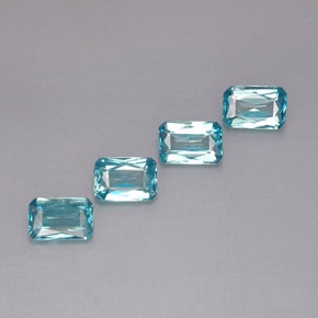 Gemas de circón azul natural de  ct, corte esmeralda, VS