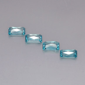 Gemas de circón azul natural de  ct, corte esmeralda, VS