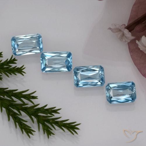 Gemas de circón azul natural de 2,94 ct, corte esmeralda, VS