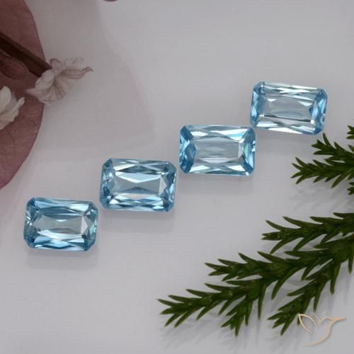 Gemas de circón azul natural de 2,94 ct, corte esmeralda, VS