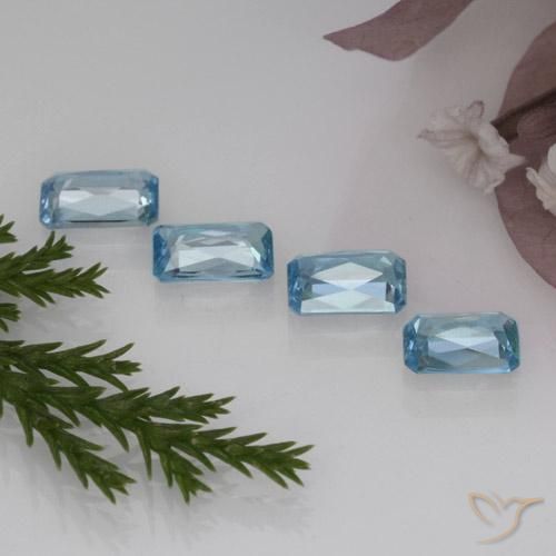 Gemas de circón azul natural de 2,94 ct, corte esmeralda, VS