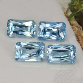 Gemas de circón azul natural de 3,73 ct, corte esmeralda, VS