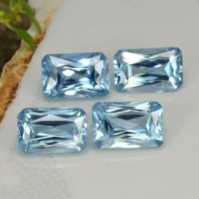 Gemas de circón azul natural de 3,73 ct, corte esmeralda, VS