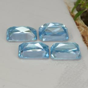 Gemas de circón azul natural de 3,73 ct, corte esmeralda, VS