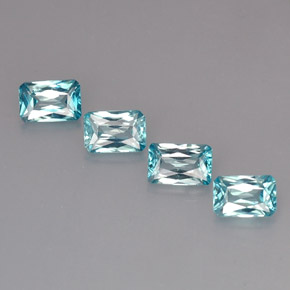 Gemas de circón azul natural de 3,41 ct, corte esmeralda, VS