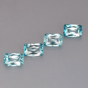 Gemas de circón azul natural de 3,41 ct, corte esmeralda, VS