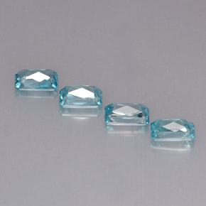 Gemas de circón azul natural de 3,41 ct, corte esmeralda, VS