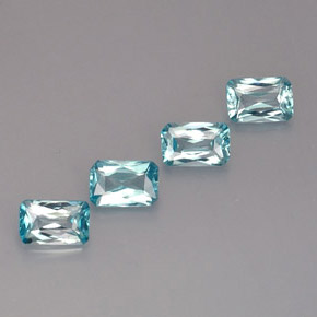 Gemas de Circón Azul natural de  ct, corte esmeralda, VS