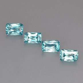 Gemas de circón azul natural de  ct, corte esmeralda, VS