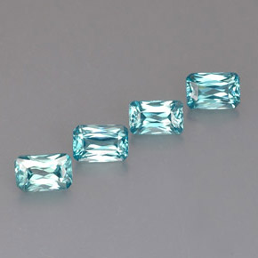 Gemas de circón azul natural de  ct, corte esmeralda, VS
