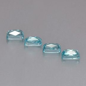 Gemas de circón azul natural de  ct, corte esmeralda, VS