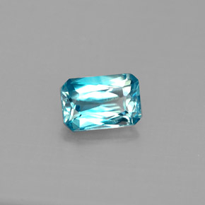 Circón azul natural de 0,78 ct, corte esmeralda, VS