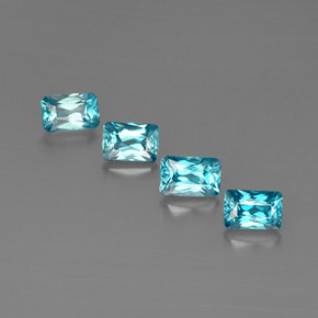 Gemas de circón azul natural de  ct, corte esmeralda, VS