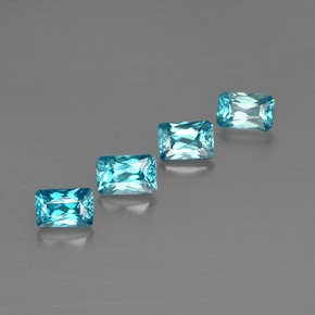 Gemas de circón azul natural de  ct, corte esmeralda, VS