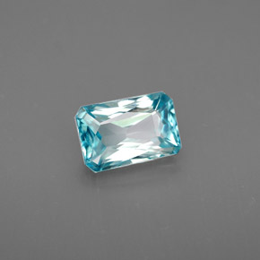 Circón azul natural de 1,53 ct, corte esmeralda, VVS-VS