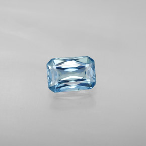 Circón azul natural de 1,30 ct, corte esmeralda, VVS-VS