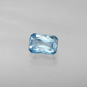 Circón azul natural de 1,30 ct, corte esmeralda, VVS-VS