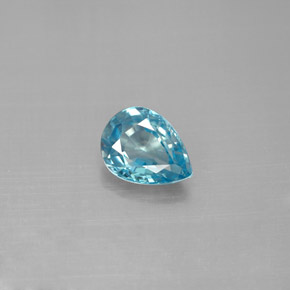 Circón azul natural de 1,67 ct, en forma de pera, VVS