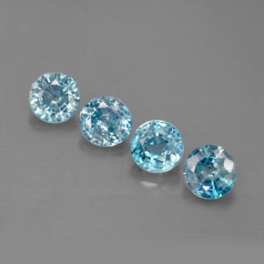 Gemas de circón azul natural de 2,36 ct, corte redondo, VS