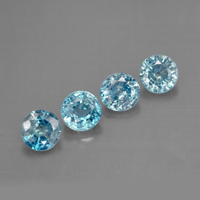 Gemas de circón azul natural de 2,36 ct, corte redondo, VS