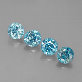 Gemas de circón azul natural de  ct, corte redondo, VS