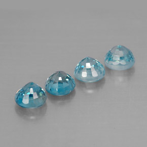 Gemas de circón azul natural de  ct, corte redondo, VS