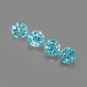 Gemas de circón azul natural de  ct, corte redondo, VS