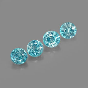Gemas de circón azul natural de  ct, corte redondo, VS