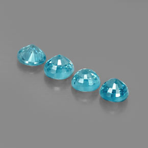Gemas de circón azul natural de  ct, corte redondo, VS