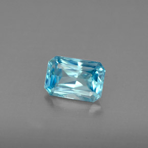 Circón azul natural de 1,39 ct, corte esmeralda, VVS
