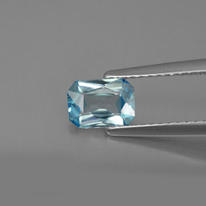 Circón azul natural de 0,99 ct, corte esmeralda, VVS