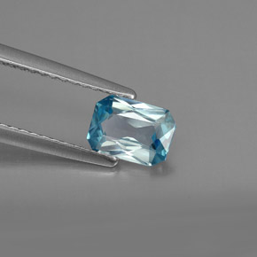 Circón azul natural de 0,99 ct, corte esmeralda, VVS