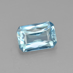 Circón azul natural de 1,20 ct, corte esmeralda, VVS