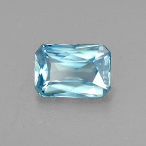 Circón azul natural de 1,20 ct, corte esmeralda, VVS