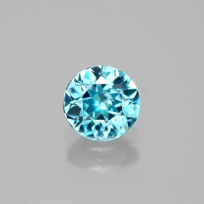 Circón azul natural de 0,63 ct, corte redondo, VVS-VS