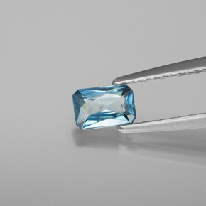 Circón azul natural de 0,66 ct, corte esmeralda, SI