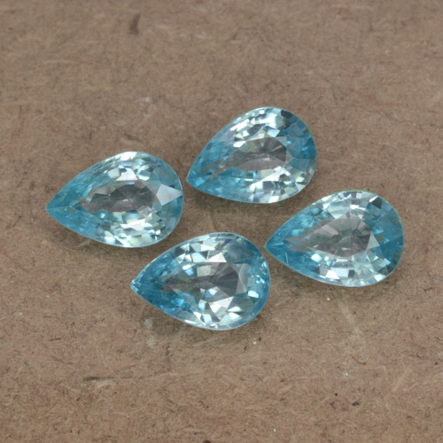 Gemas de Circón Azul natural de 3.68 ct, En forma de pera, VVS-VS