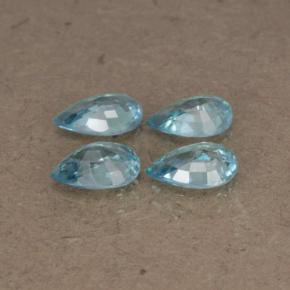 Gemas de Circón Azul natural de 3.68 ct, En forma de pera, VVS-VS