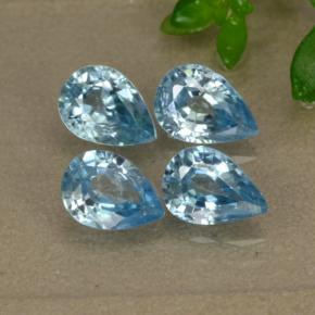Gemas de circón azul natural de 4,14 ct, en forma de pera, VVS-VS