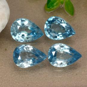 Gemas de circón azul natural de 3,79 ct, en forma de pera, VVS-VS