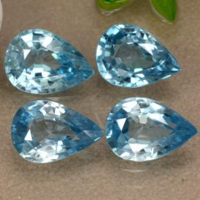 Gemas de circón azul natural de 3,79 ct, en forma de pera, VVS-VS
