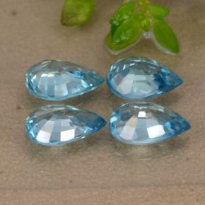 Gemas de circón azul natural de 3,79 ct, en forma de pera, VVS-VS