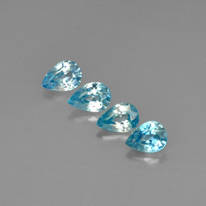 Gemas de circón azul natural de 4,07 ct, en forma de pera, VVS-VS