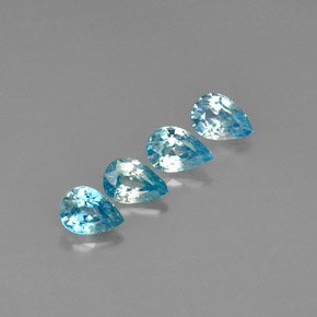 Gemas de circón azul natural de 4,07 ct, en forma de pera, VVS-VS